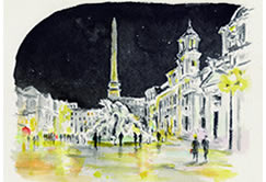 夜のナヴォーナ広場